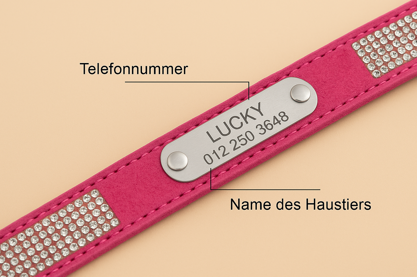 TreuePfote™ Luxus-Halsband – Wildleder mit Strass, personalisiert für Hunde & Katzen